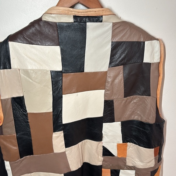 Vintage 70’s Lester Conklin Patchwork Leather Vest - Picture 6 of 9